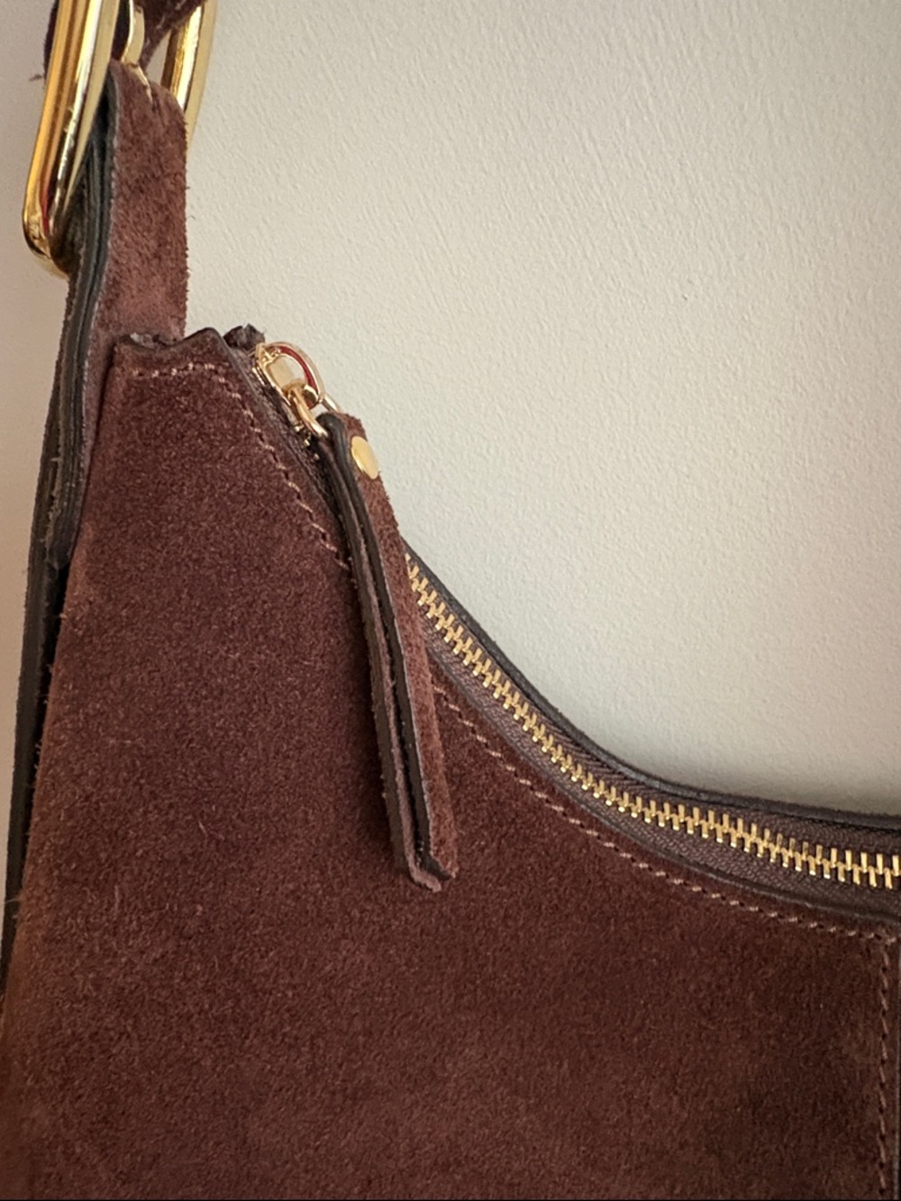 L'INTERVALLE Dark Brown Suede Shoulder Bag - Picture 5 of 11